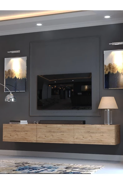 Myniture Home & Living Festival Tv Sehpası DV-Q17-6 Parlak Minifiks Bağlantı Duvara Monte Tv Ünitesi - 3