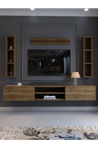 Myniture Home & Living Festival Tv Ünitesi Q13009-2 İstanbul Ceviz Duvara Monte tv sehpası - 2