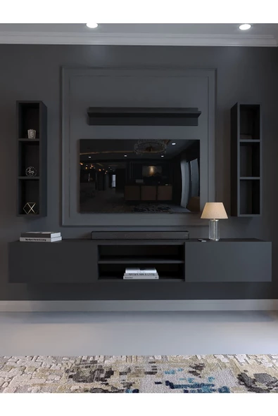 Myniture Home & Living Festival Tv Ünitesi Q13009-4 Antrasit Duvara Monte tv sehpası - 2