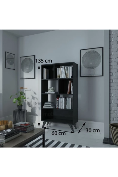 Myniture Home & Living Festival Raflı Kitaplık Kaliteli Kitaplık Antrasit - 2