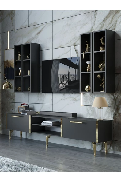 Myniture Home & Living Festival Tv Ünitesi G3001-4-Y1-D1 Gold Antasit ürün görseli 1