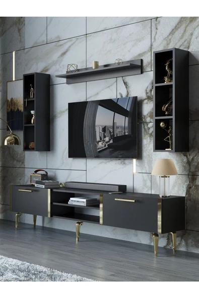 Myniture Home & Living Festival Tv Ünitesi G3009-7-Y1-D1 Gold Siyah