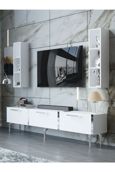 Myniture Home & Living Festival Tv Ünitesi S3004-1-Y1-D1 Silver Beyaz ürün görseli 1
