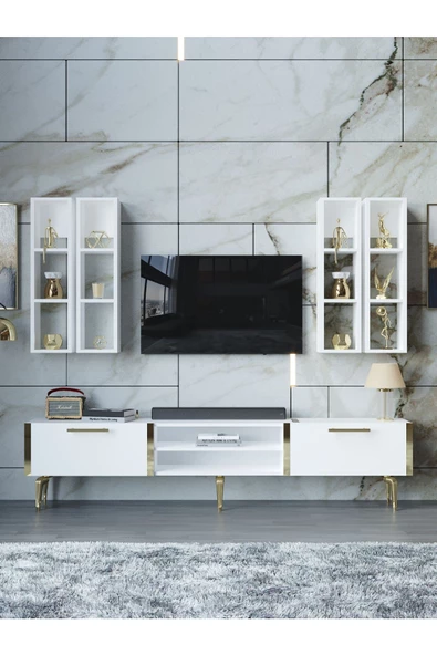 Myniture Home & Living Festival Tv Ünitesi G3001-1-Y1-D1 Gold Beyaz - 2