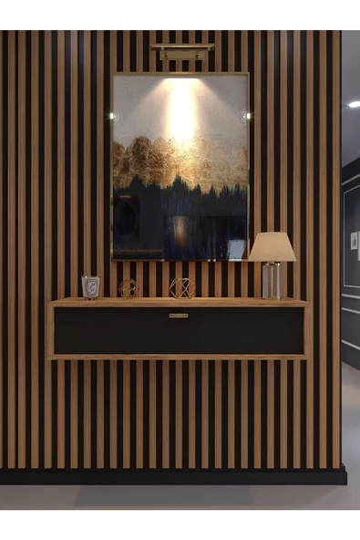 Myniture Home & Living Lüks Dresuar Çam Antrasit - Gold Kulp - 2