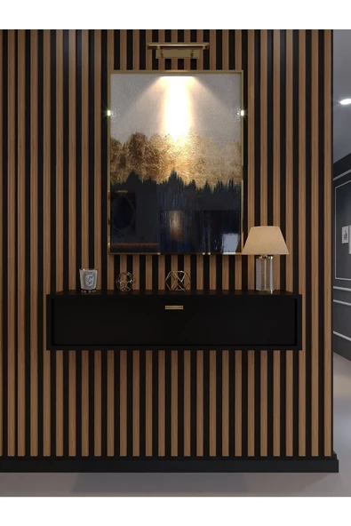 Myniture Home & Living Lüks Dresuar Siyah - Gold Kulp - 2