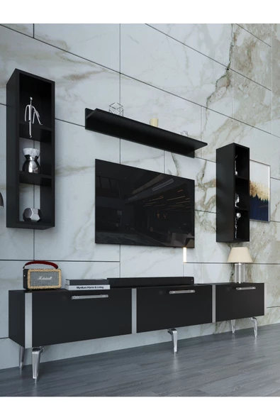 Myniture Home & Living Festival Tv Ünitesi S3008-7-Y1-D1 Silver Siyah - Resim 3