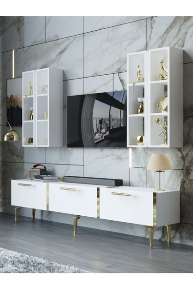 Myniture Home & Living Festival Tv Ünitesi G3002-1-Y1-D1 Gold Beyaz