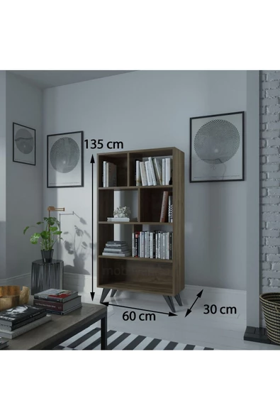 Myniture Home & Living Festival Raflı Kitaplık Kaliteli Kitaplık Ceviz - 2