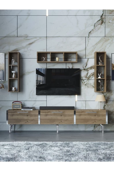 Myniture Home & Living Festival Tv Ünitesi S3007-2-Y1-D1 Silver Ceviz - Resim 2