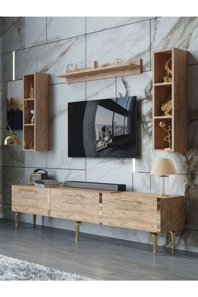 Myniture Home & Living Festival Tv Ünitesi G3008-6-Y1-D1 Gold A. Çam ürün görseli 1