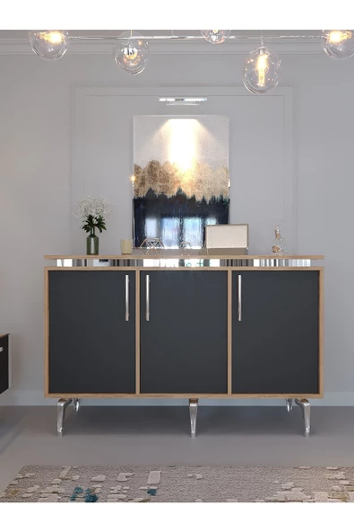 Myniture Home & Living Festival Tv Sehpası - Konsol - Orta Sehpa Ant. Çam Silver S-SET-2-6-4 - Resim 4