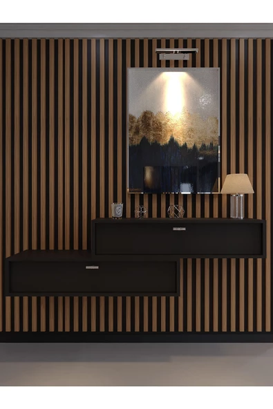 Myniture Home & Living Lüks Dresuar İkili Antrasit - Silver Kulp