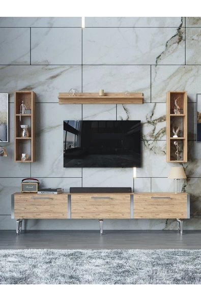 Myniture Home & Living Festival Tv Ünitesi S3008-6-Y1-D1 Silver A. Çam - Resim 2