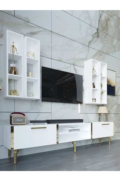 Myniture Home & Living Festival Tv Ünitesi G3001-1-Y1-D1 Gold Beyaz - 3