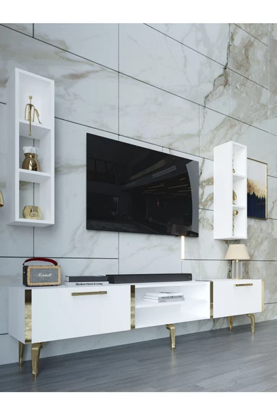 Myniture Home & Living Festival Tv Ünitesi G3000-1-Y1-D1 Gold Beyaz - 3