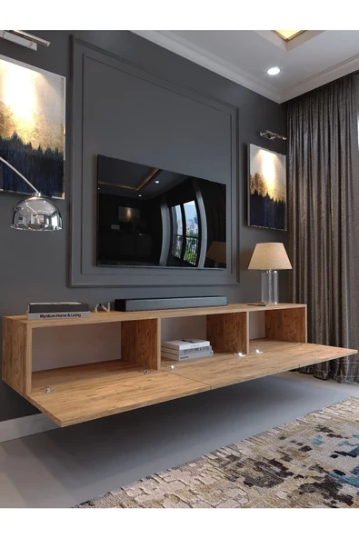 Myniture Home & Living Festival Tv Sehpası DV-Q17-6 Parlak Minifiks Bağlantı Duvara Monte Tv Ünitesi - 4