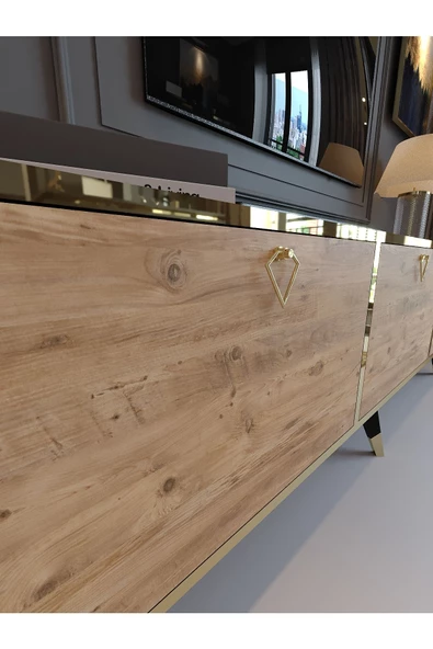 Myniture Home & Living Festival Gold Tv Sehpası GP-M1001-6 Çam Minifiks Bağlantı - Resim 4