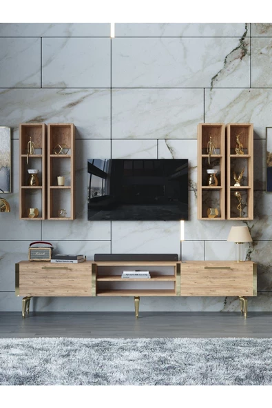 Myniture Home & Living Festival Tv Ünitesi G3001-6-Y1-D1 Gold A. Çam - 2