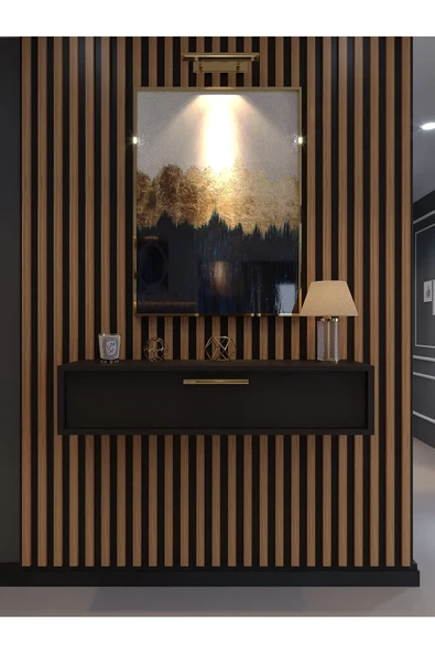 Myniture Home & Living Lüks Dresuar Antrasit - Gold Kulp - 2