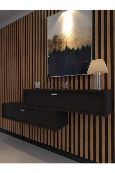 Myniture Home & Living Lüks Dresuar İkili Antrasit - Silver Kulp - 2