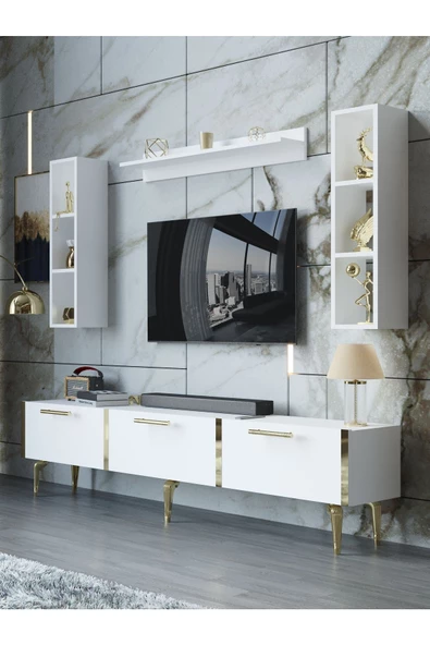 Myniture Home & Living Festival Tv Ünitesi G3008-1-Y1-D1 Gold Beyaz