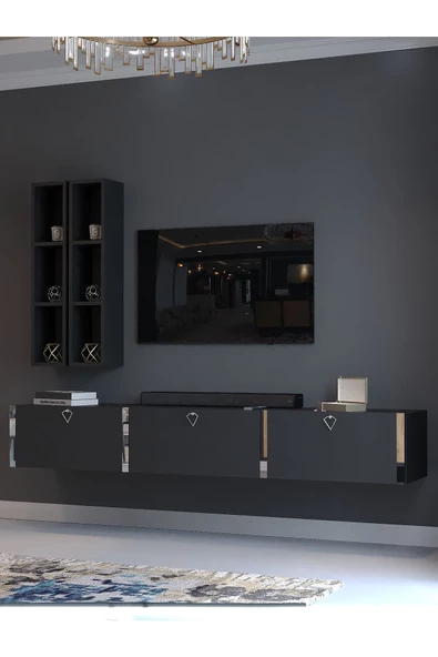 Myniture Home & Living Festival Tv Ünitesi S13003-4 Antrasit Silver Duvara Monte tv sehpası - 3