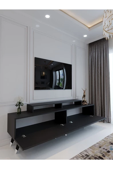 Myniture Home & Living Festival Tv Ünitesi S3010-4 Antrasit Silver detaylı Minifiks Bağlantı Tv Sehpası - 3