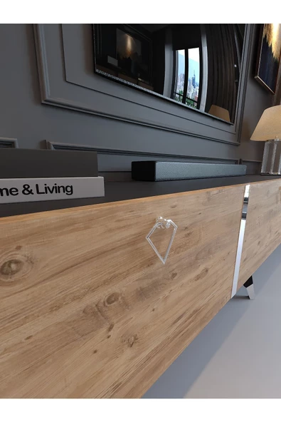 Myniture Home & Living Festival Tv Sehpası S3817-4-6 Silver Antrasit Atlantik Çam - 4