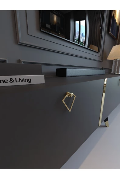 Myniture Home & Living Festival Tv Sehpası G3817-4 Antrasit Gold - 4