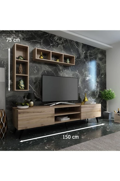 Myniture Home & Living İdeal Tv Ünitesi Ve Duvar Raflı Q7805-3 Çırağan - Resim 2