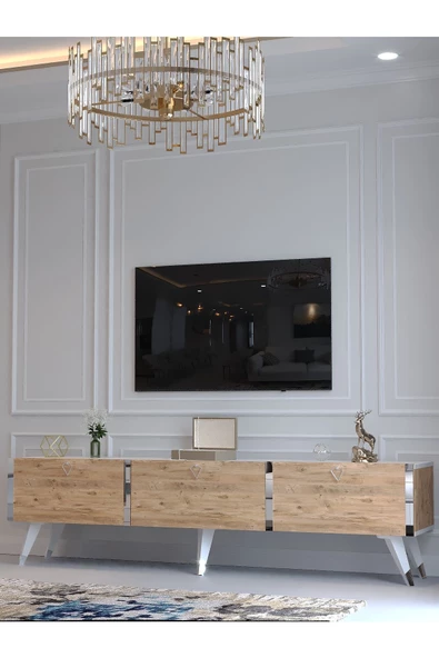 Myniture Home & Living Festival Tv Ünitesi S3017-6-1 BEYAZ. A. ÇAM - COLOR SİLVER Tv Sehpası - Resim 3