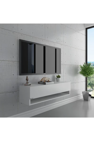 Myniture Home & Living Duvara Monte Tv Sehpası Beyaz S6101-1 ürün görseli 1