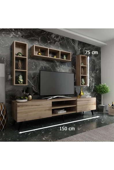 Myniture Home & Living Ideal Tv Ünitesi + Duvar Raflı Q7806-3 Çırağan - Resim 2