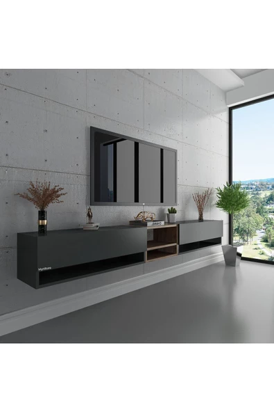 Myniture Home & Living Duvara Monte Tv Sehpası Antrasit S6104-4