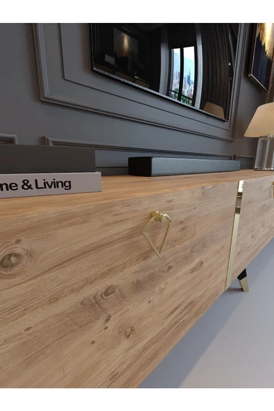 Myniture Home & Living Festival Tv Sehpası G3817-6 Gold Atlantik Çam - Resim 4