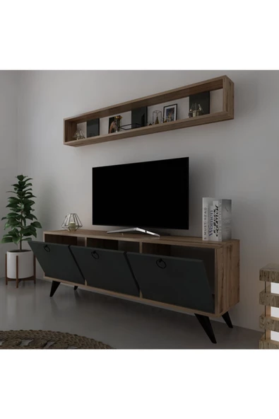 Myniture Home & Living Icon Raflı Tv Ünitesi Q3029-6 Kulplu Dolaplı Modern Tv Sehpası - 4