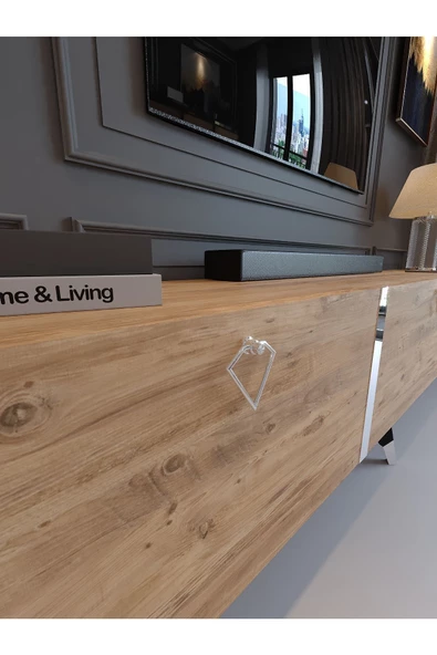 Myniture Home & Living Festival Tv Sehpası S3817-6 Silver Atlantik Çam - Resim 4