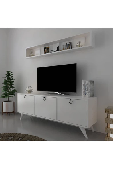Myniture Home & Living Icon Raflı Tv Ünitesi Q3029-1 Kulplu Dolaplı Modern Tv Sehpası ürün görseli 1
