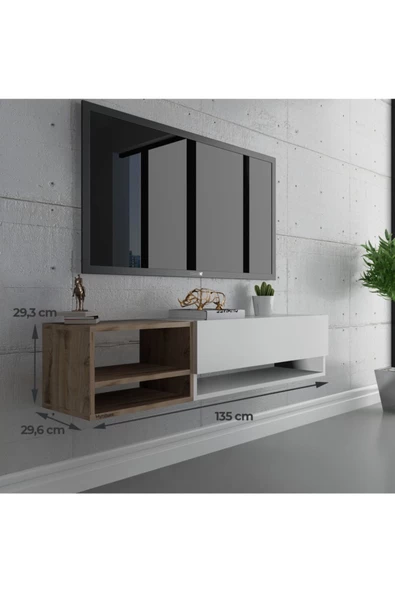 Myniture Home & Living Duvara Monte Tv Sehpası Beyaz Çırağan S6105 1 - Resim 3