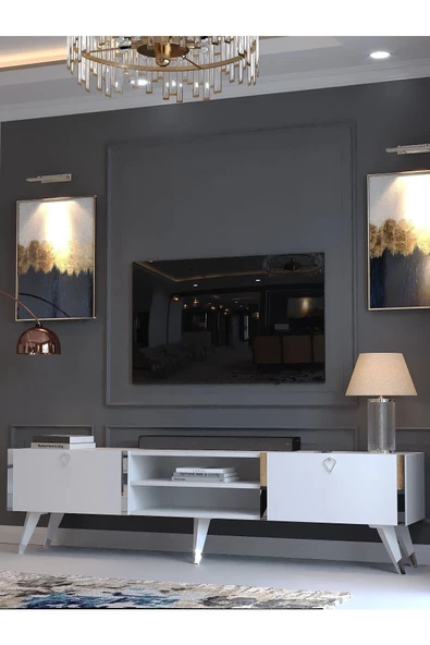 Myniture Home & Living Festival Tv Sehpası S3830-1 Silver Beyaz - 3