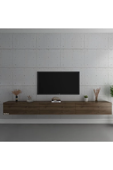 Myniture Home & Living Duvara Monte Tv Sehpası Ceviz S6108-2 - Resim 2