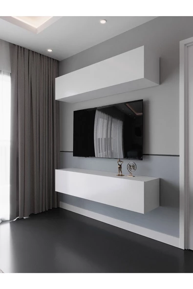 Myniture Home & Living Duvara Monte Tv Sehpası Beyaz S6203-1 - 1