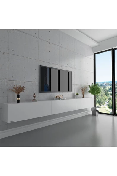 Myniture Home & Living Duvara Monte Tv Sehpası Beyaz S6108-1