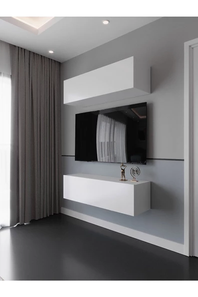 Myniture Home & Living Duvara Monte Tv Sehpası Beyaz S6113-1 ürün görseli 1