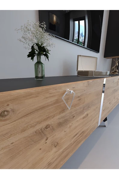 Myniture Home & Living Festival Tv Ünitesi S3008-4-6 ANT. A. ÇAM - COLOR SİLVER Tv Sehpası ve Duvar Rafı - Resim 4