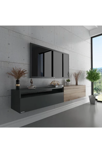 Myniture Home & Living Duvara Monte Tv Sehpası Antrasit Çırağan S6110-8 ürün görseli 1