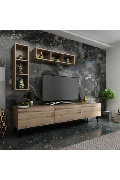 MobilyaFırsat Ideal Tv Ünitesi Duvar Raflı Q7804-3 Çırağan