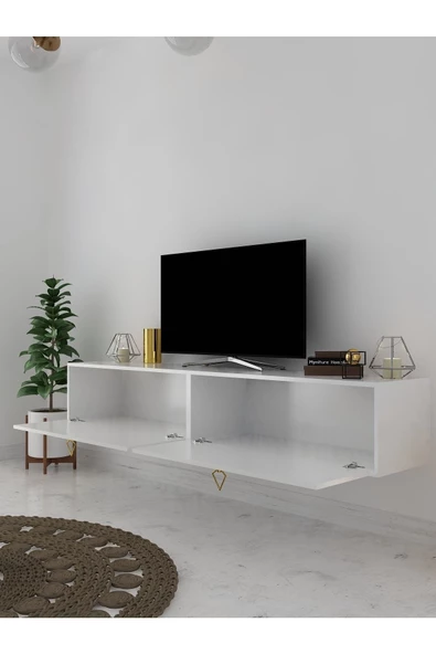 Myniture Home & Living Duvara Monte Tv Sehpası Beyaz S6201-1 - 4