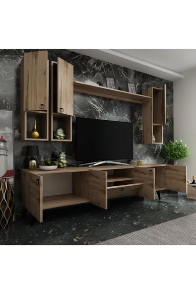 MobilyaFırsat Ideal Tv Ünitesi Duvar Raf Ve Duvar Dolaplı Q7024-3 Çırağan - 2
